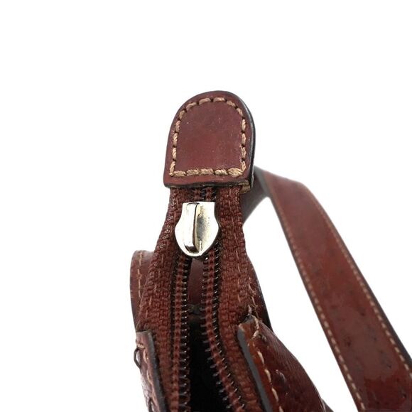 Vintage Fossil Hobo Shoulder Bag Leather Brown Silver‎ Logo Key Zipper Closure - Picture 8 of 13